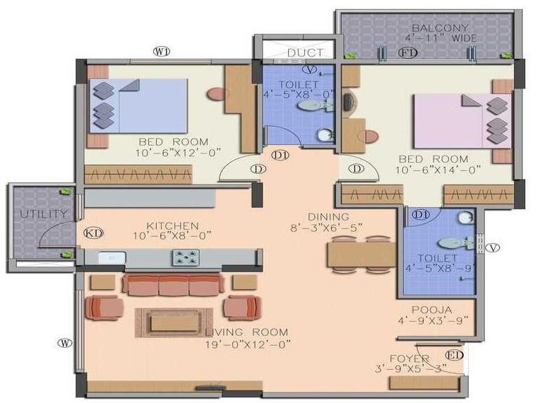 2 BHK 1039 Sq. Ft. Apartment in Definer Kingdom Phase II