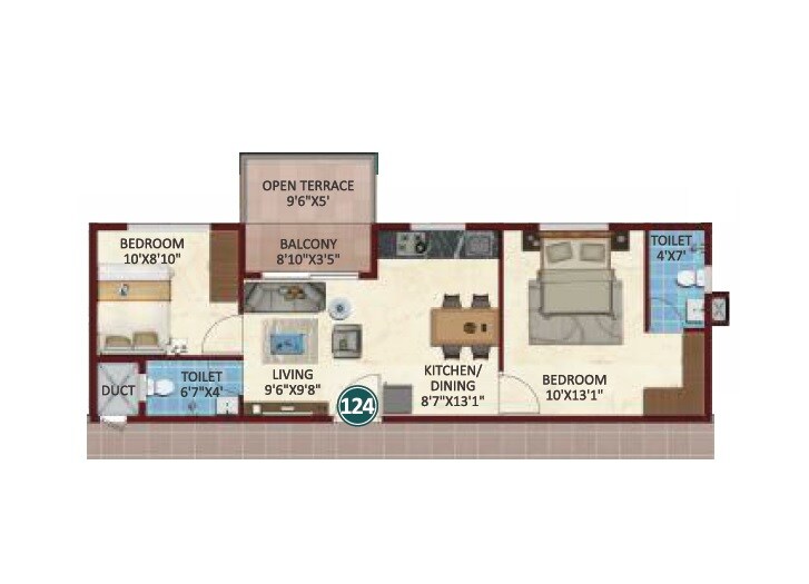 2 BHK 719 Sq. Ft. Apartment