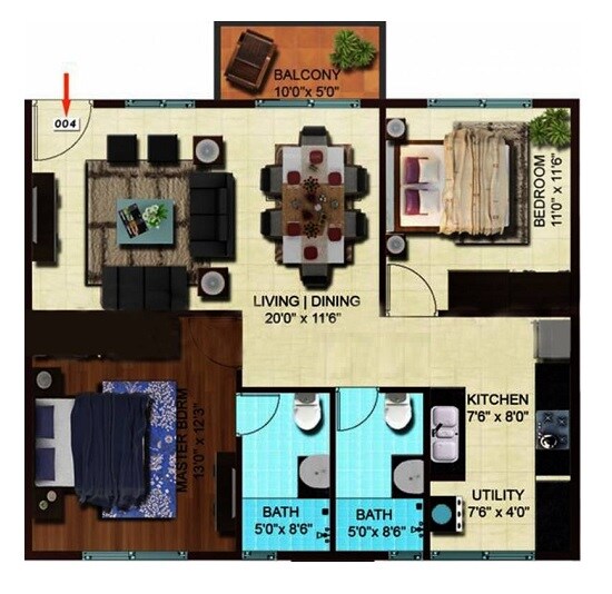 2 BHK 1175 Sq. Ft. Apartment