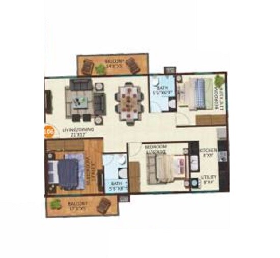 3 BHK 1735 Sq. Ft. Apartment