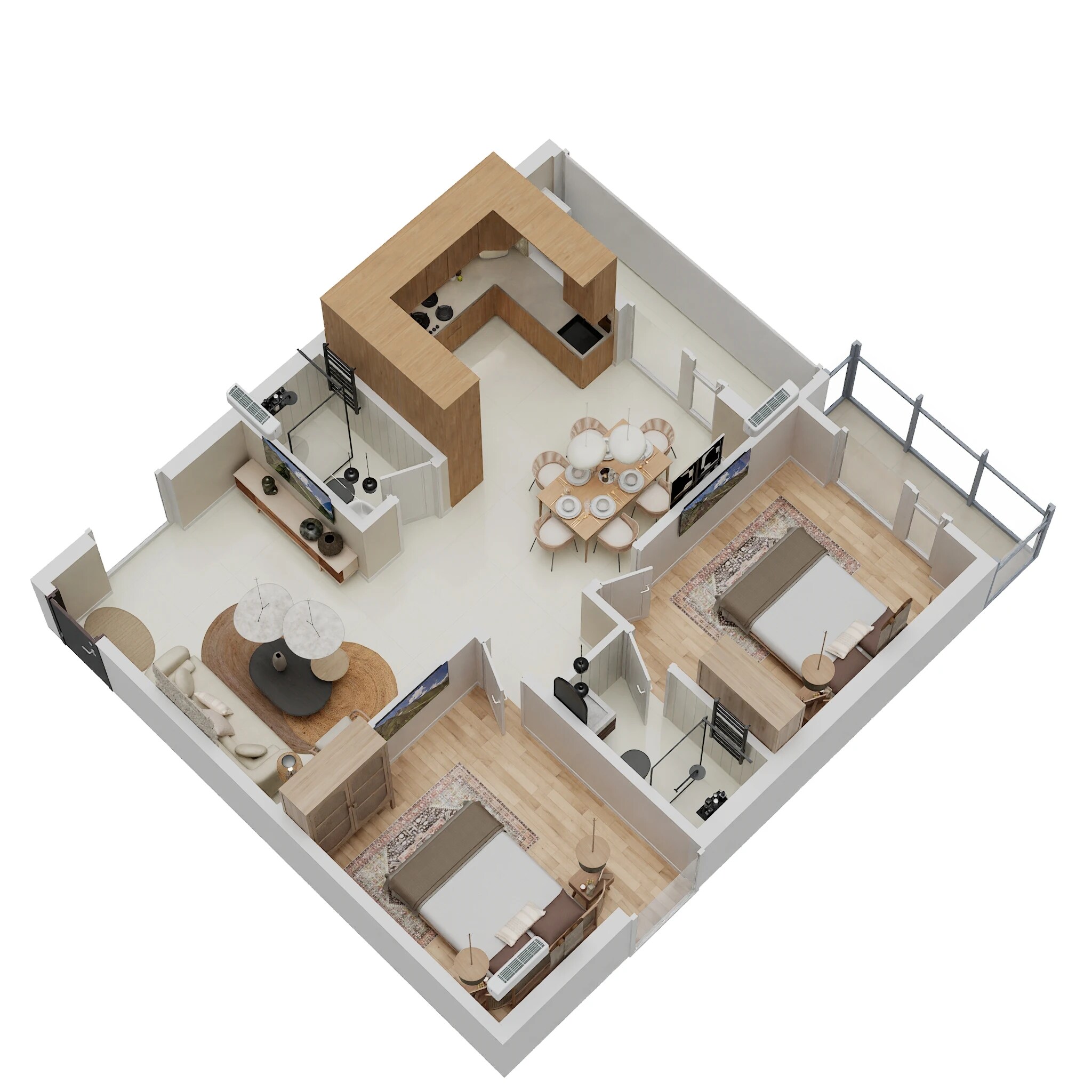 Floor plan of 2 BHK 1116 Sq. Ft. Apartment in Dhiraan Lotus, Bangalore