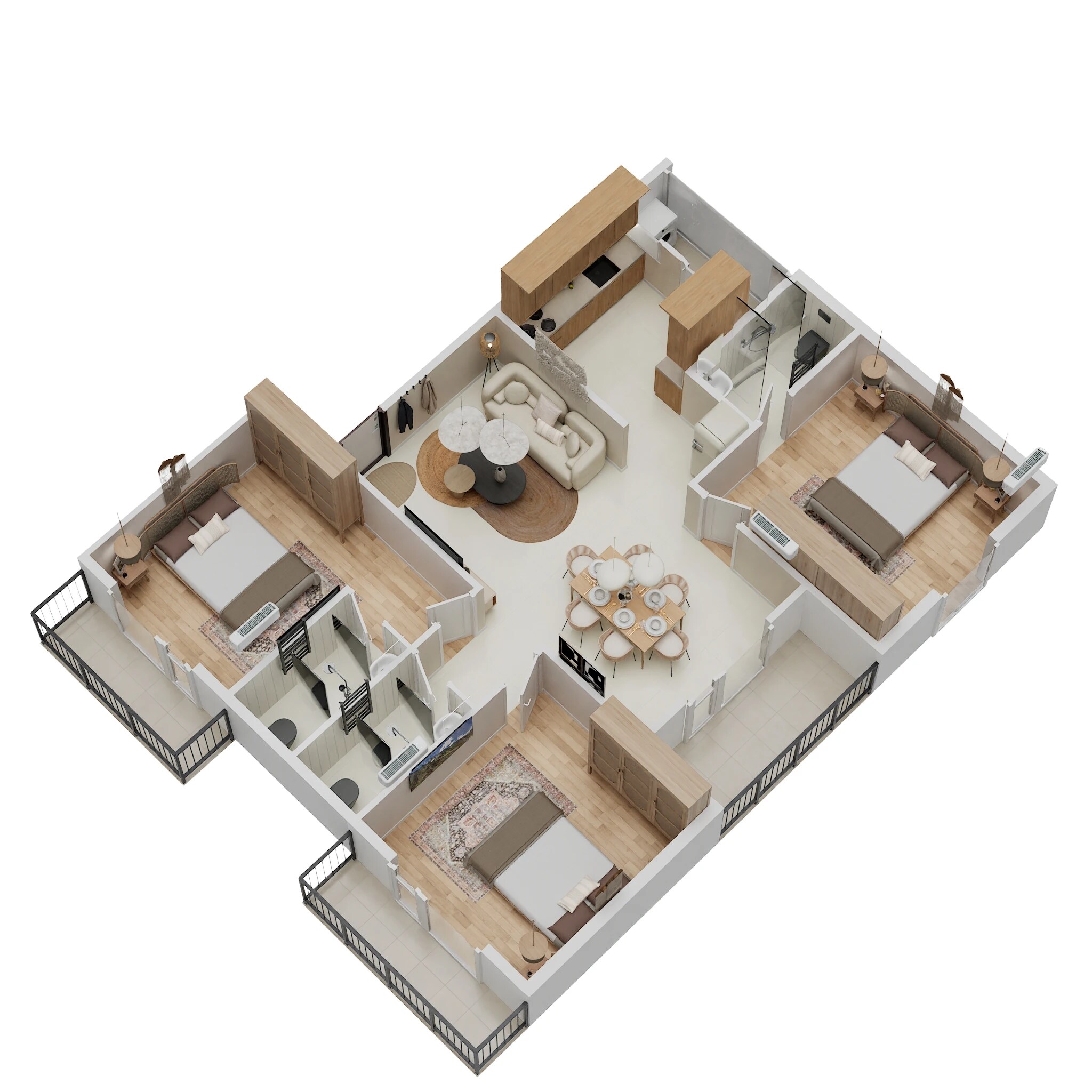 Floor plan of 3 BHK 1417 Sq. Ft. Apartment in Dhiraan Lotus, Bangalore