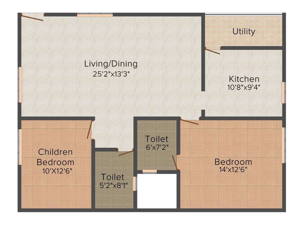 2 BHK 1200 Sq. Ft. Apartment in Dhruthi Tranquil Towers