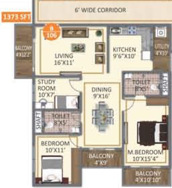 2 BHK 1373 Sq. Ft. Apartment