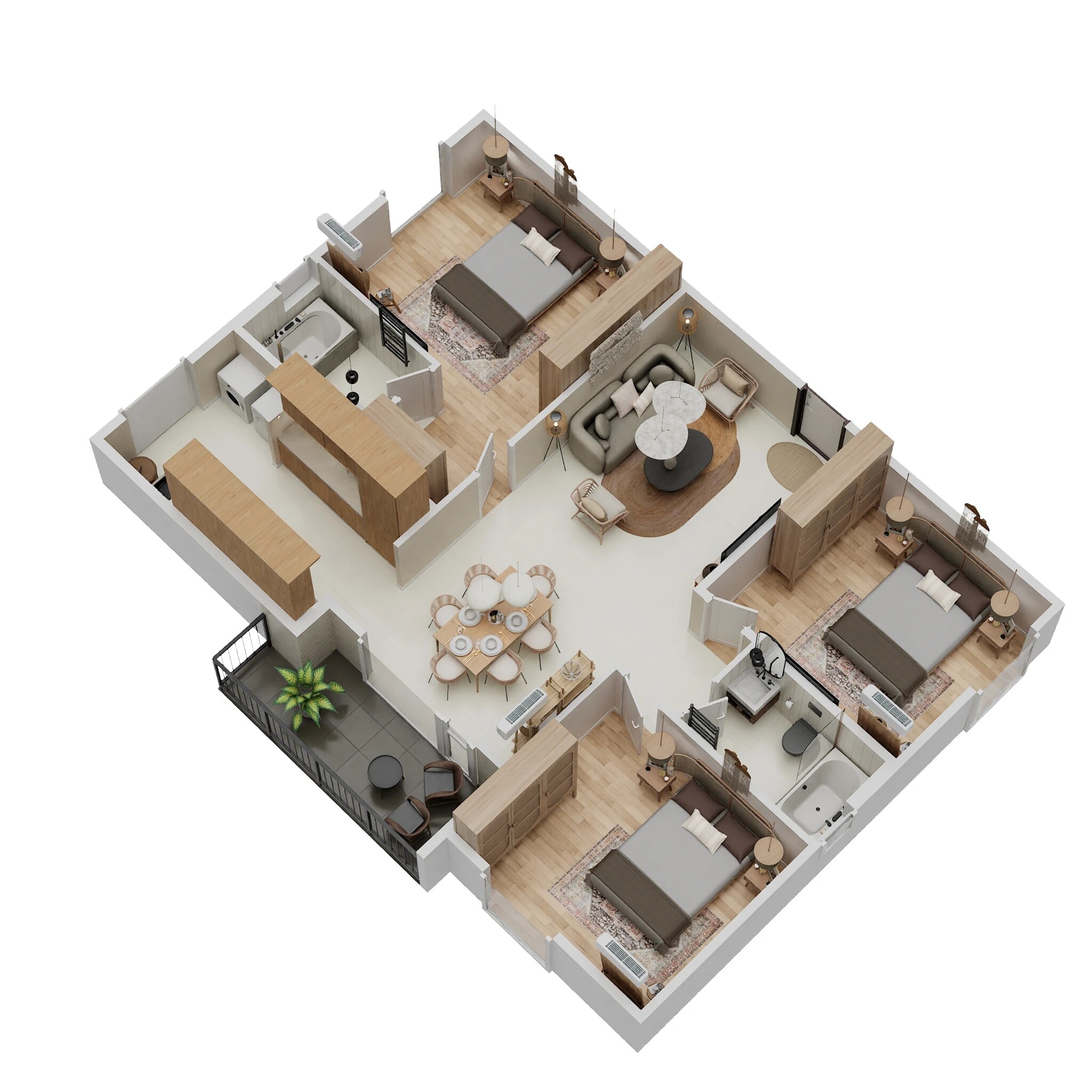 Floor plan of 3 BHK 1445 Sq. Ft. Apartment in Disha Harmony Gardens, Bangalore