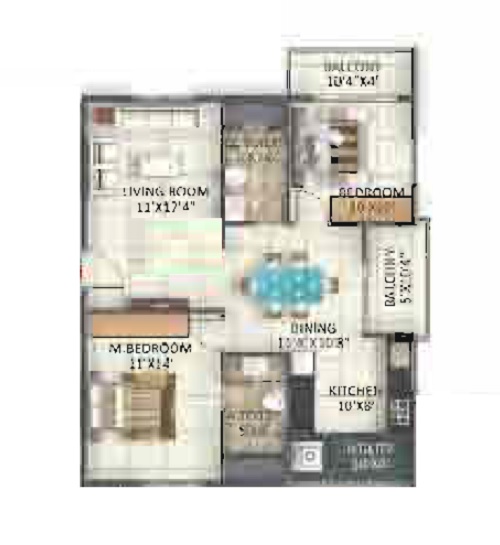 2 BHK 1098 Sq. Ft. Apartment in Disha Loharuka Solaris