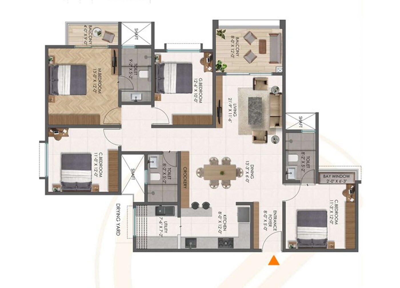 4 BHK 2109 Sq. Ft. Apartment