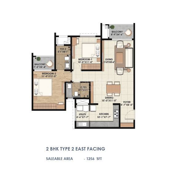 2 BHK 1256 Sq. Ft. Apartment