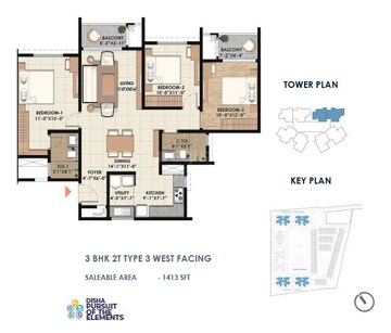  3 BHK Apartment at Disha Pursuit Of The Elements, Thippasandra – for Sale