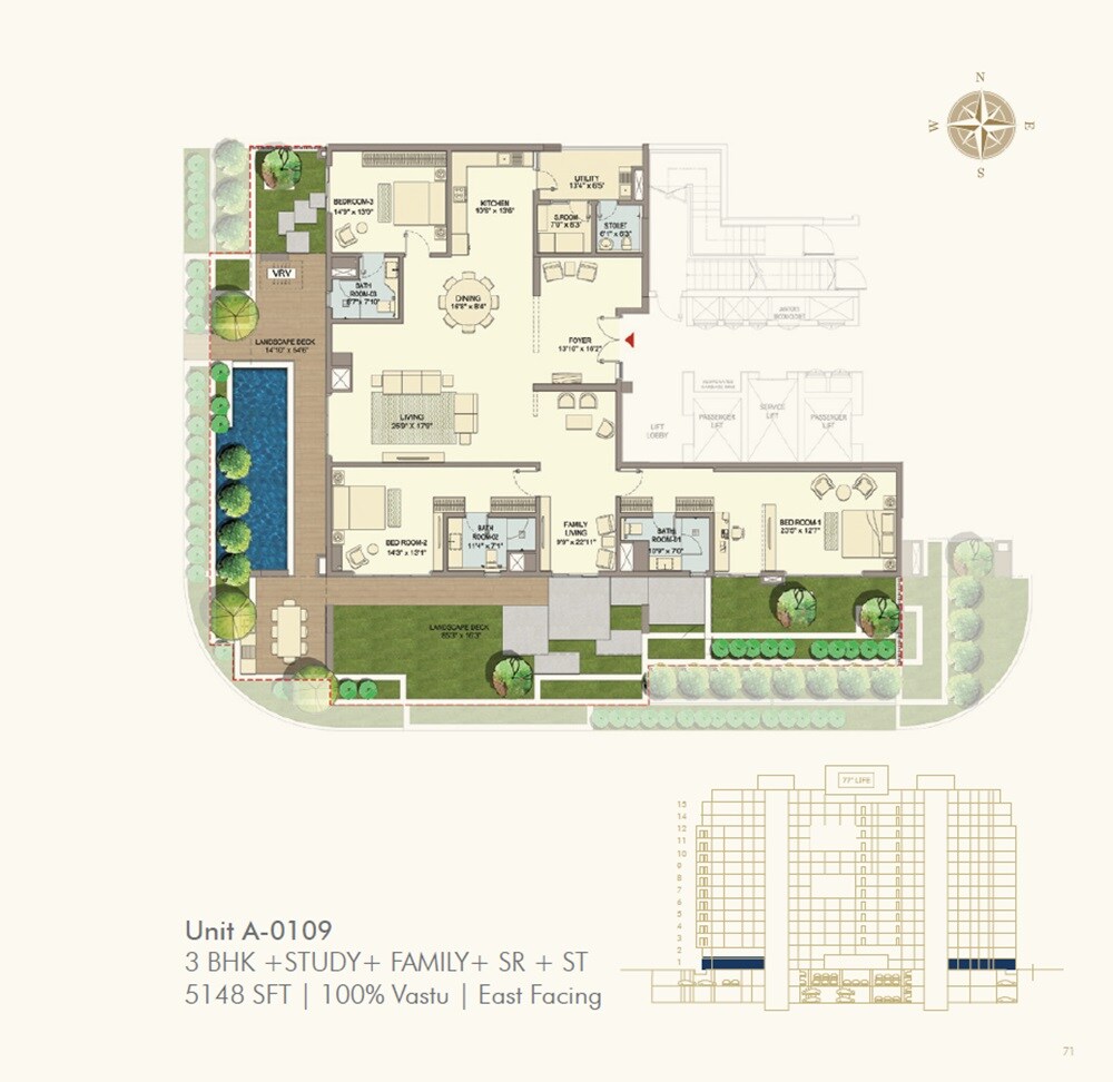 Floor plan of 3 BHK 5148 Sq. Ft. Apartment in DivyaSree 77 Life, Bangalore