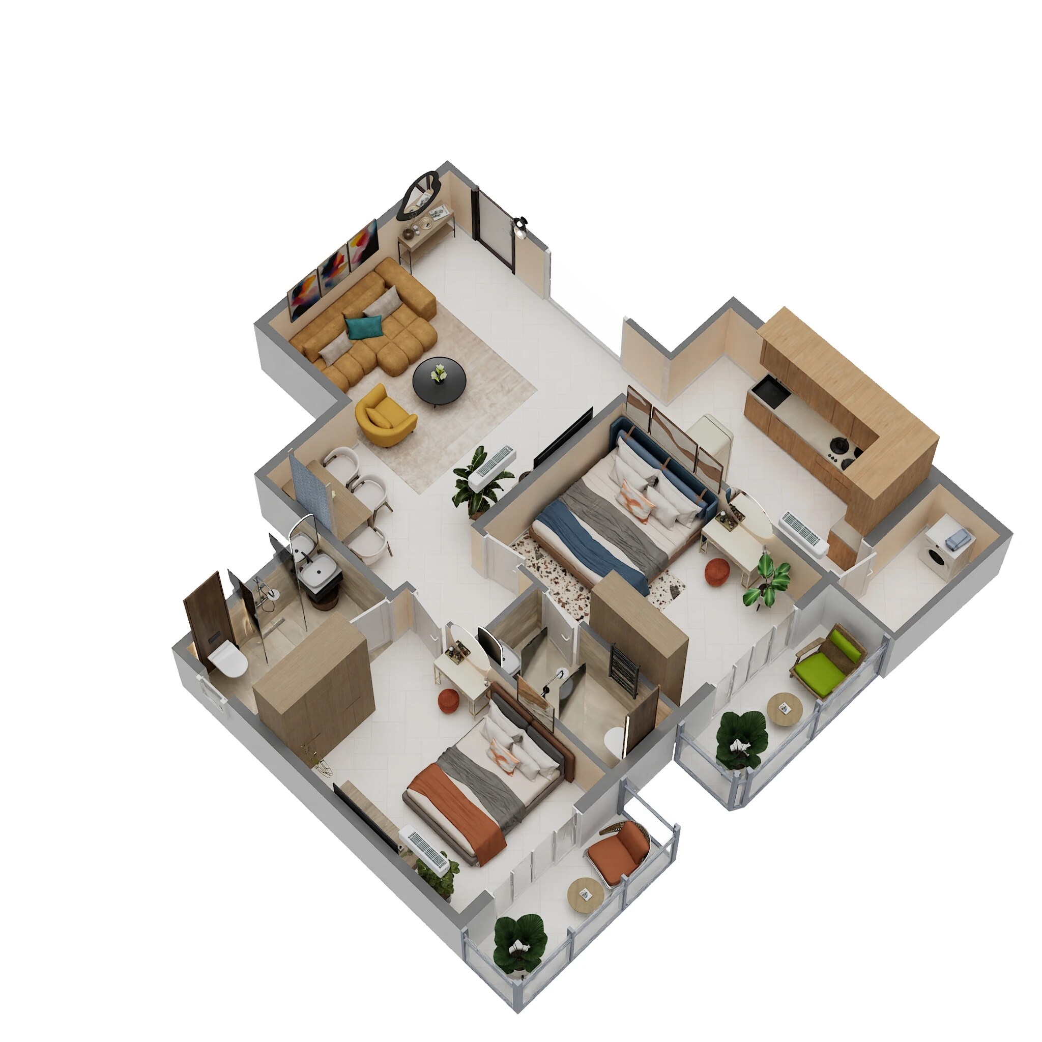 Floor plan of 2 BHK 1155 Sq. Ft. Apartment in DK Sri Krishna Residency, Bangalore