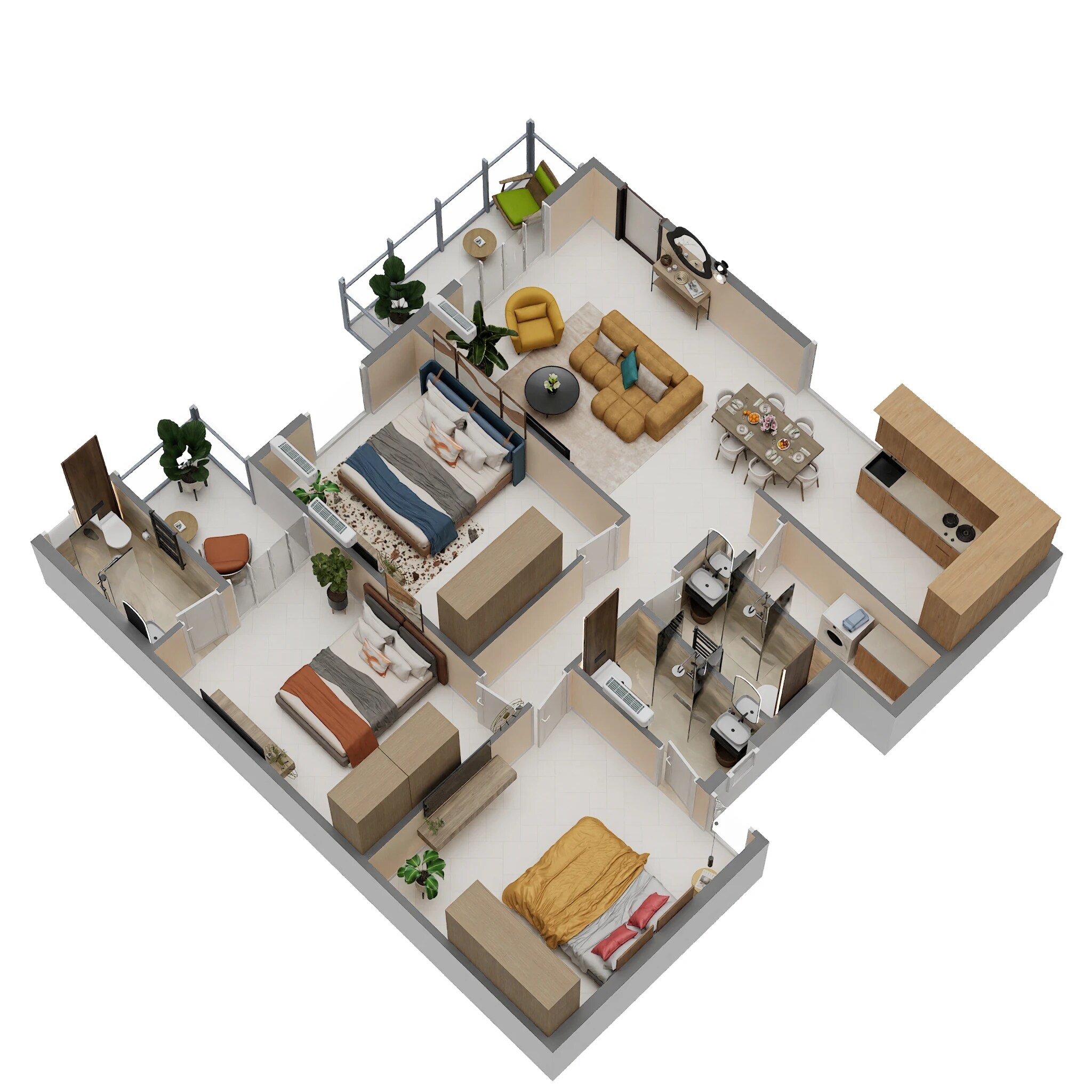 Floor plan of 3 BHK 1457 Sq. Ft. Apartment in DK Sri Krishna Residency, Bangalore