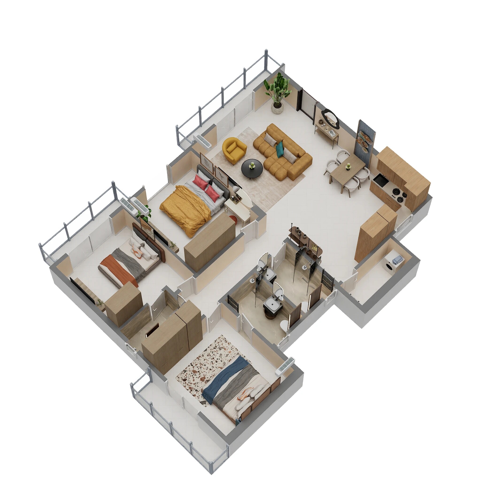 Floor plan of 3 BHK 1756 Sq. Ft. Apartment in DK Sri Krishna Residency, Bangalore