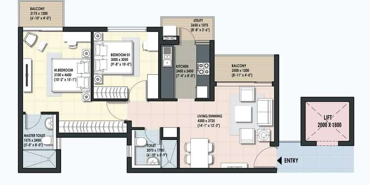 dlf maiden heights phase ii apartment 2 bhk 920sqft 20232614112655