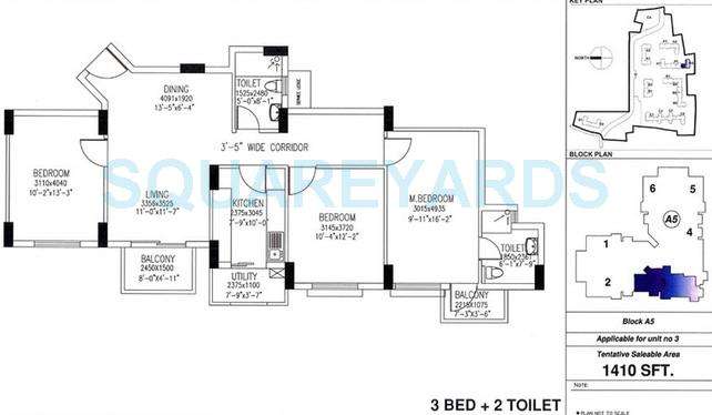 dlf westend heights new town apartment 3bhk 1410sqft1
