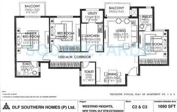  3 BHK Apartment at DLF Westend Heights New Town, Akshayanagar – for Rent