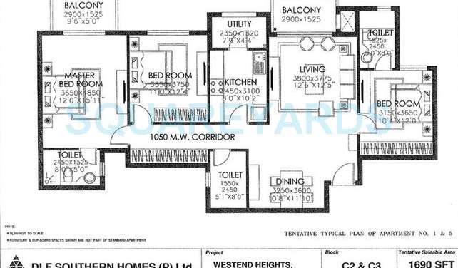 dlf westend heights new town apartment 3bhk 1690sqft1