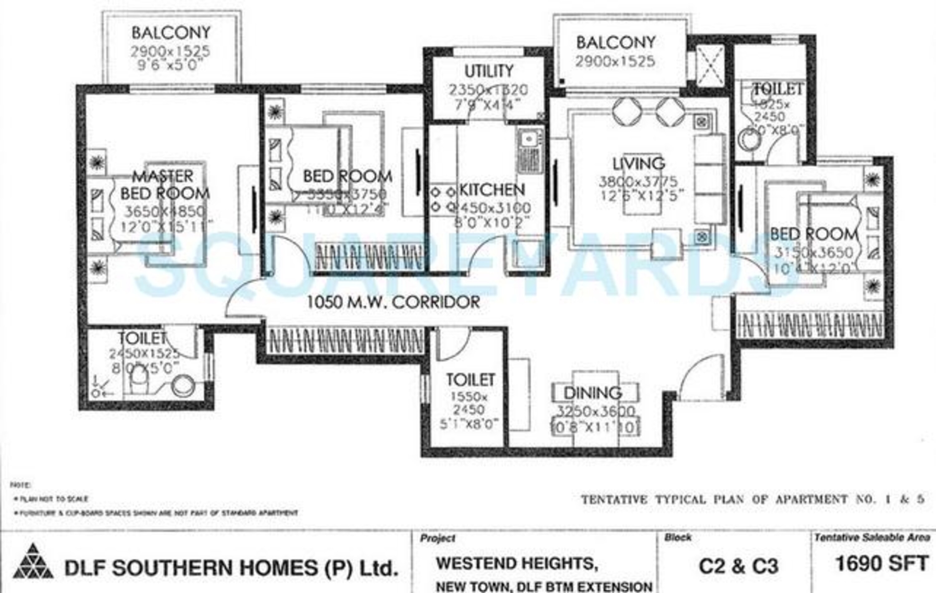 dlf westend heights new town apartment 3bhk 1690sqft1