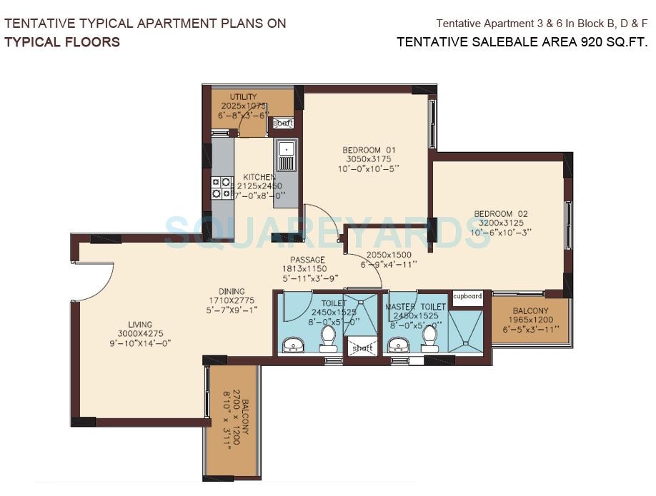 2 BHK 920 Sq. Ft. Apartment