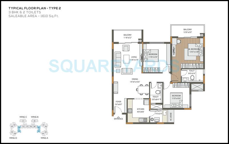 3 BHK 1610 Sq. Ft. Apartment