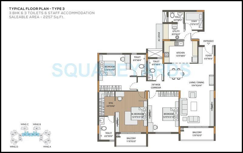 3 BHK 2257 Sq. Ft. Apartment