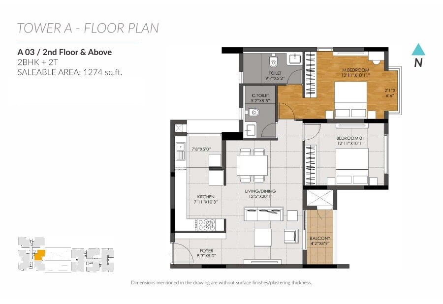 2 BHK 1274 Sq. Ft. Apartment