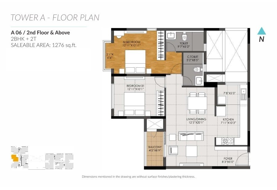 2 BHK 1276 Sq. Ft. Apartment