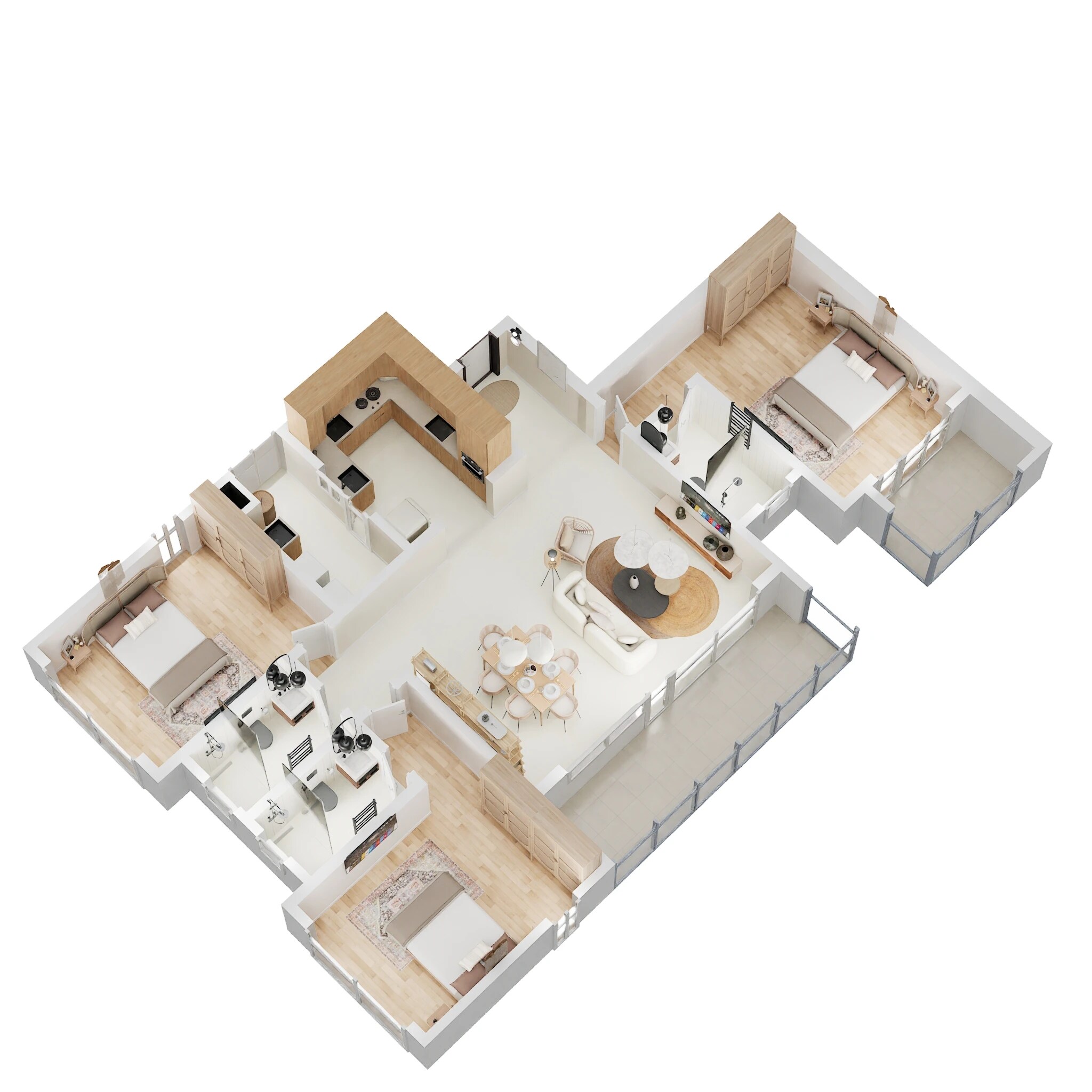 Floor plan of 3 BHK 2034 Sq. Ft. Apartment in DNR Highline, Bangalore