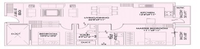 Floor plan of 2 BHK 950 Sq. Ft. Apartment in Dreamz Sambhavana, Bangalore