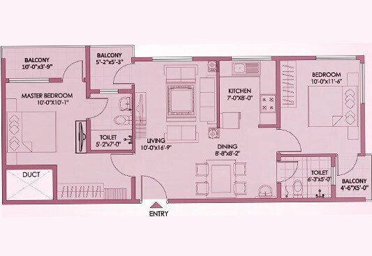 2 BHK 950 Sq. Ft. Apartment