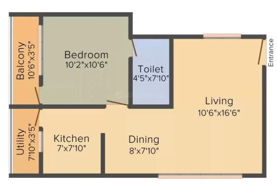 Floor plan of 1 BHK 720 Sq. Ft. Apartment in Dreamz Swagat, Bangalore