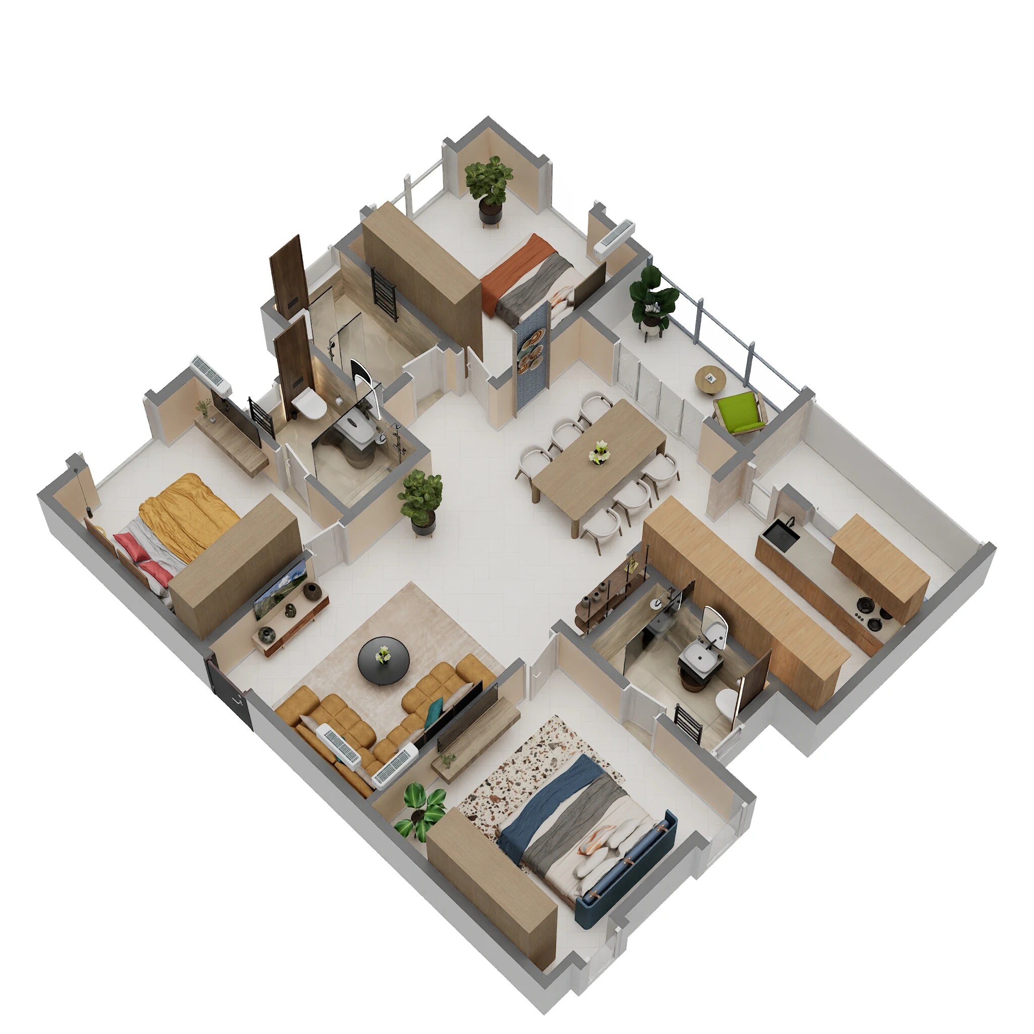 Floor plan of 3 BHK 1885 Sq. Ft. Apartment in DS and Jaks Needs3 Project 168, Bangalore