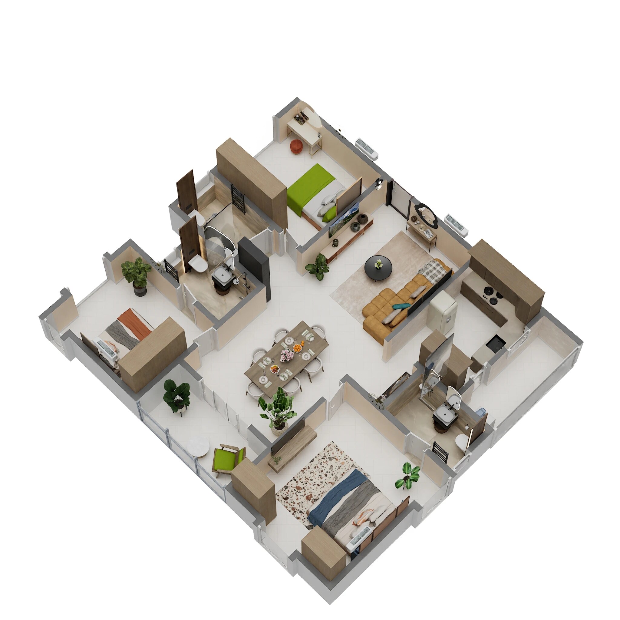 Floor plan of 3 BHK 1905 Sq. Ft. Apartment in DS and Jaks Needs3 Project 168, Bangalore