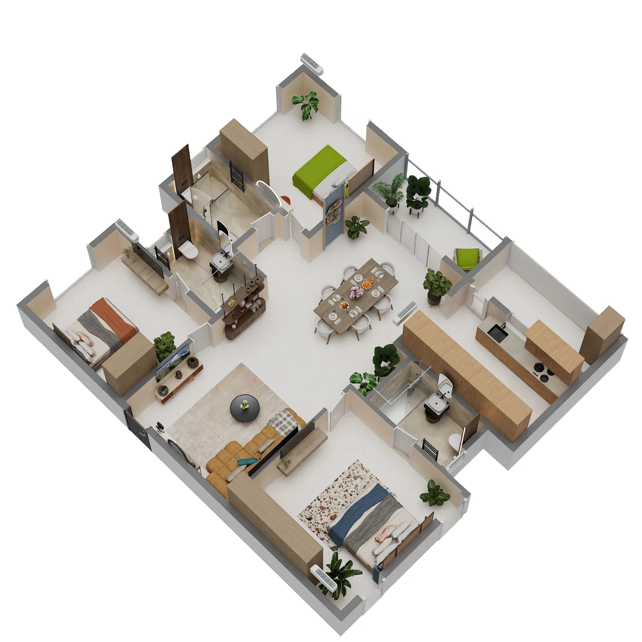 Floor plan of 3 BHK 1985 Sq. Ft. Apartment in DS and Jaks Needs3 Project 168, Bangalore