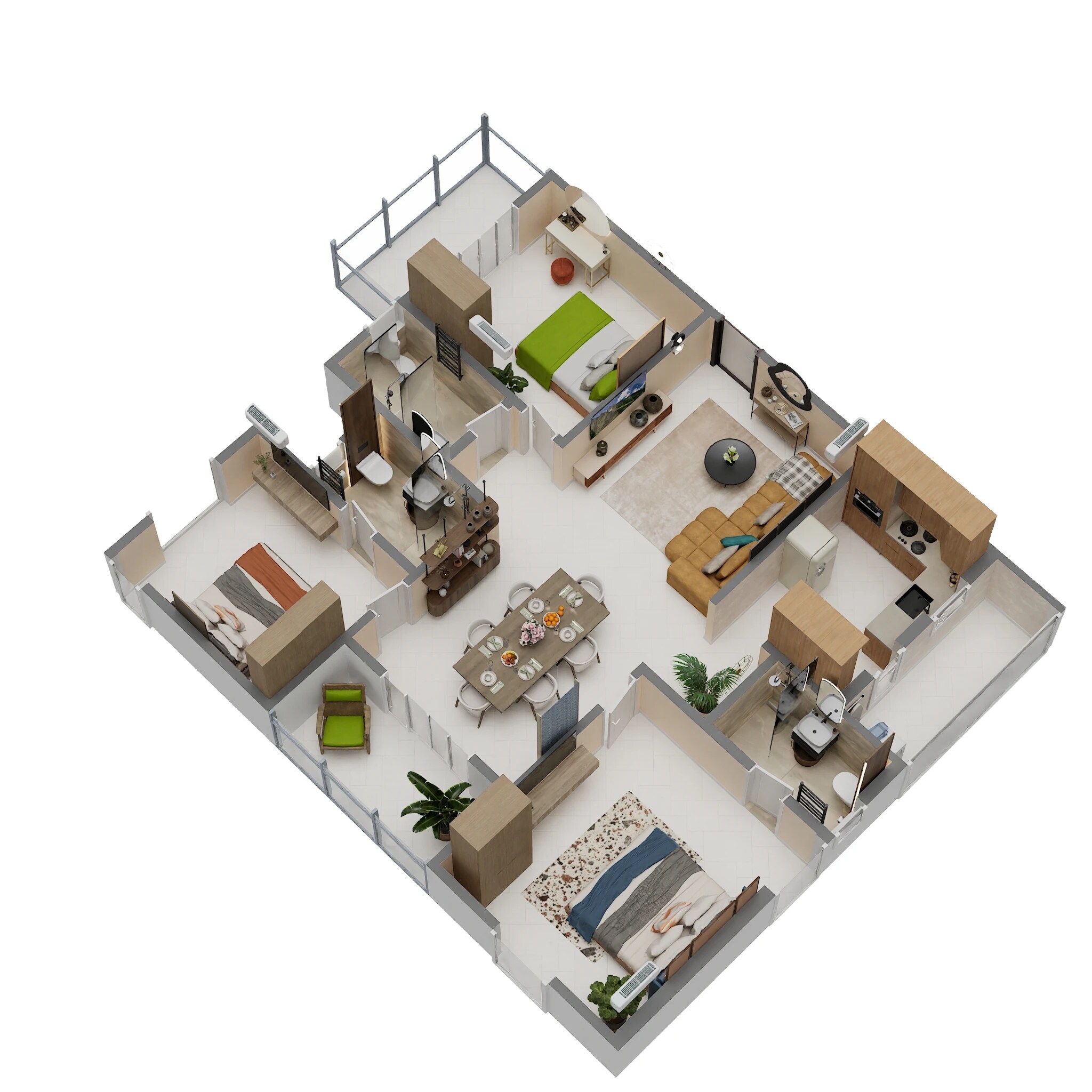 Floor plan of 3 BHK 2000 Sq. Ft. Apartment in DS and Jaks Needs3 Project 168, Bangalore