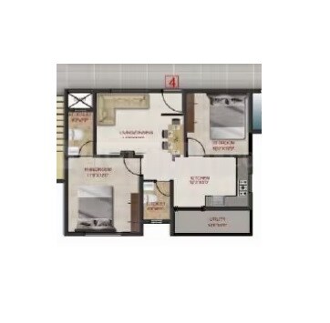 Floor plan of 2 BHK 861 Sq. Ft. Apartment in DS Max Sage, Bangalore