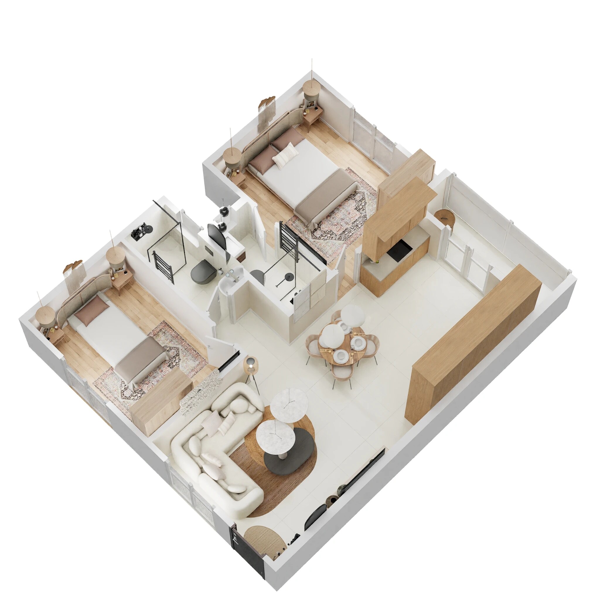 Floor plan of 2 BHK 1000 Sq. Ft. Apartment in DS MAX Sahara, Bangalore