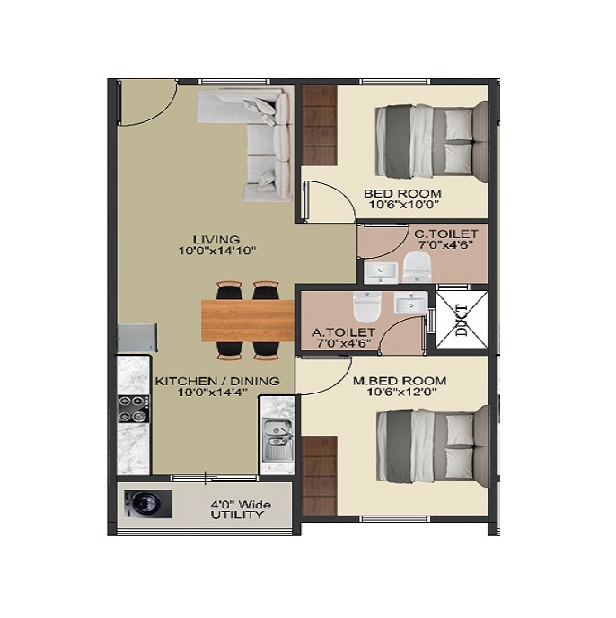 2 BHK 1000 Sq. Ft. Apartment in DS MAX Sahara