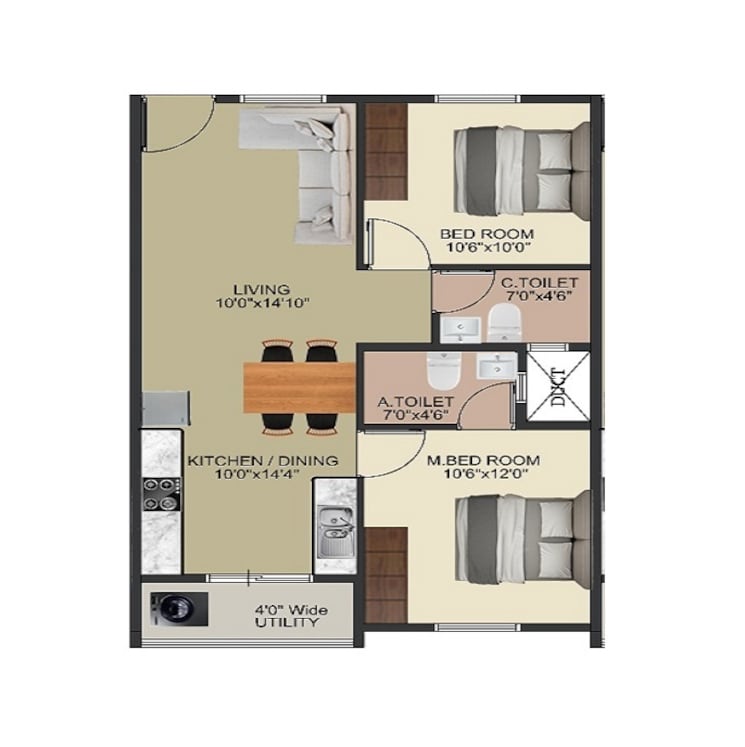 Other, ds-max-sahara 2 Bedroom 1000 Sq.Ft. Apartment In Hosa Road Bangalore 8932453
