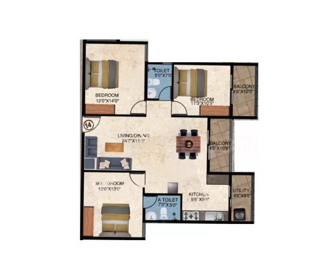 3 BHK 1562 Sq. Ft. Apartment