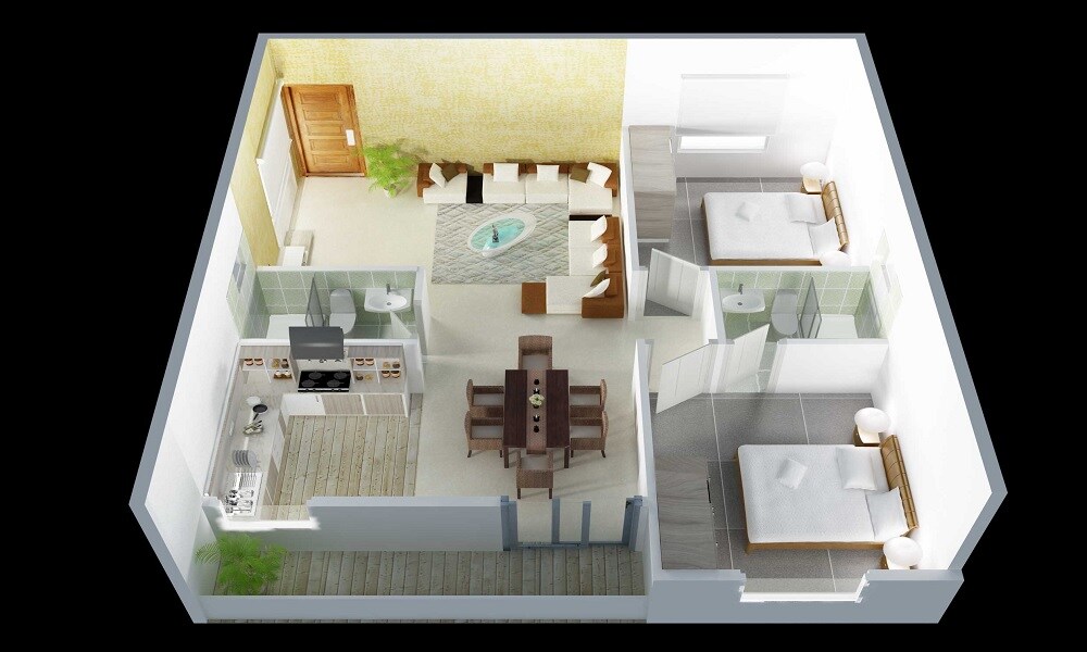 Floor plan of 2 BHK 1073 Sq. Ft. Apartment in DS Max Sandalwood, Bangalore