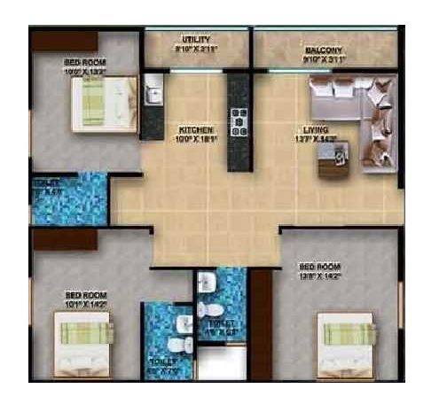 DS Max Sankalp Manor 3 BHK Layout