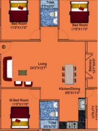 3 BHK 1333 Sq. Ft. Apartment