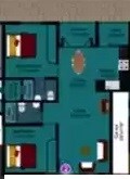 Floor plan of 2 BHK 1070 Sq. Ft. Apartment in DS Max Sanvil, Bangalore