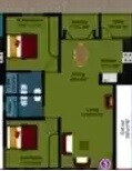 Floor plan of 2 BHK 1110 Sq. Ft. Apartment in DS Max Sanvil, Bangalore