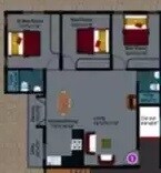 Floor plan of 3 BHK 1235 Sq. Ft. Apartment in DS Max Sanvil, Bangalore