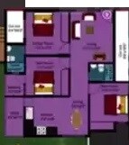 Floor plan of 3 BHK 1300 Sq. Ft. Apartment in DS Max Sanvil, Bangalore
