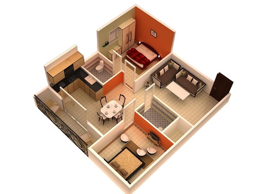 Floor plan of 2 BHK 994 Sq. Ft. Apartment in DS Max Sarovar, Bangalore