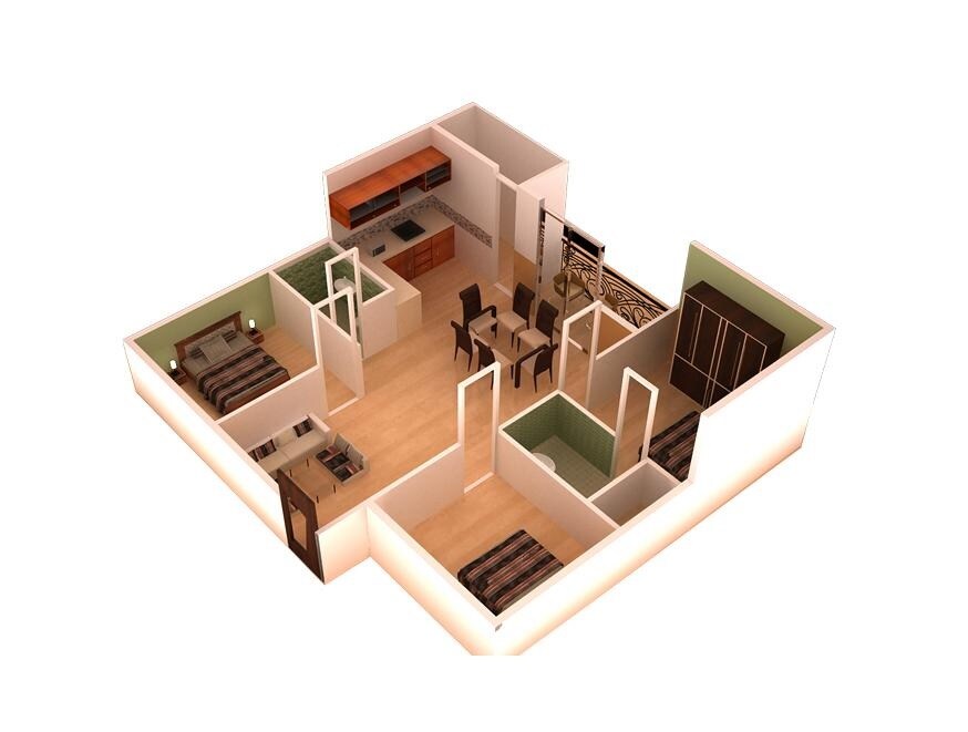 Floor plan of 3 BHK 1640 Sq. Ft. Apartment in DS Max Sarovar, Bangalore