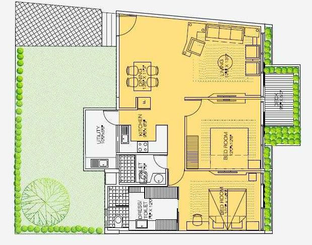 Floor plan of 2 BHK 1155 Sq. Ft. Apartment in DS Max Savvy, Bangalore